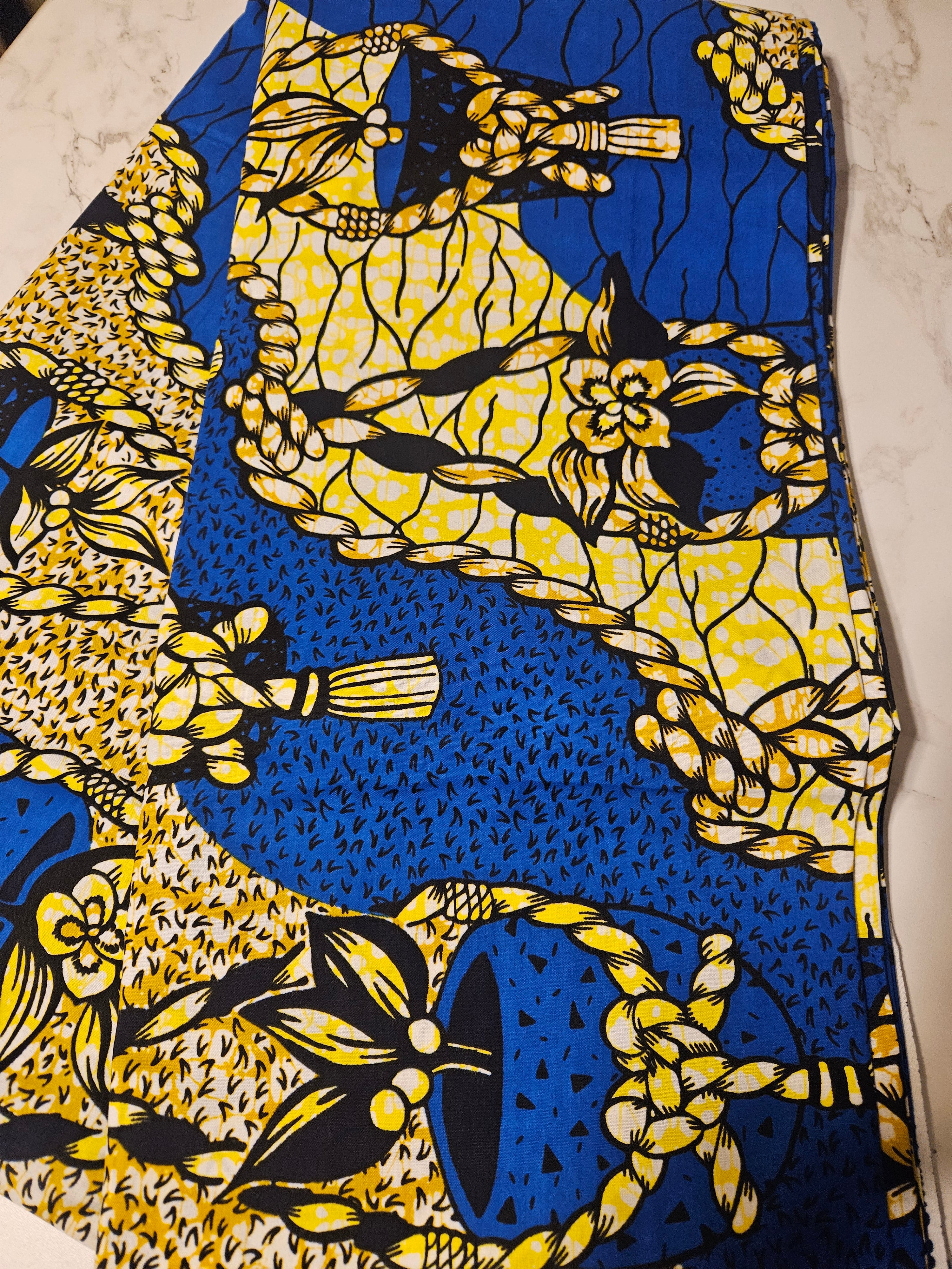 Blue and Gold Ankara Fabric