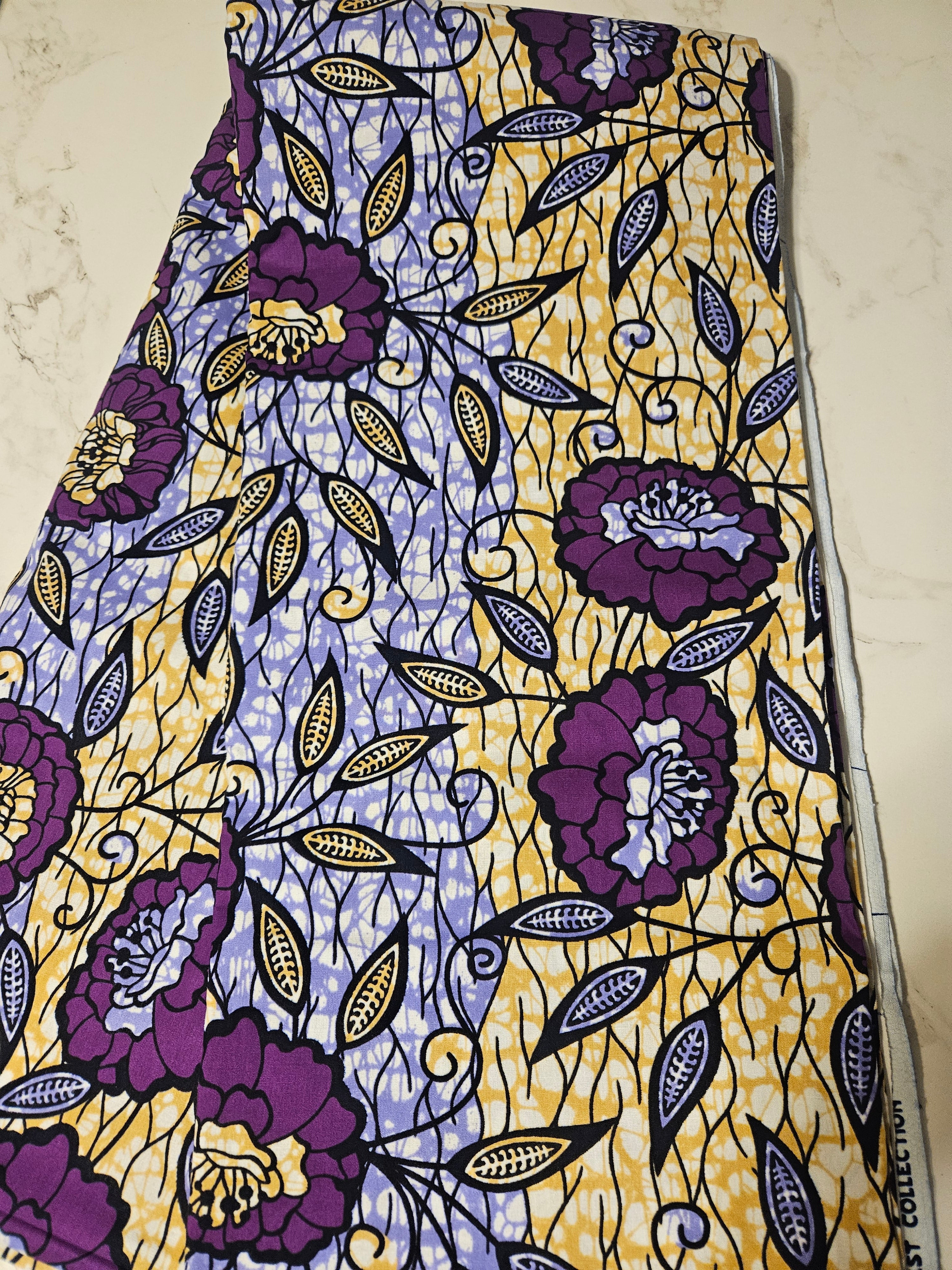 Purple and Yellow Ankara Fabric