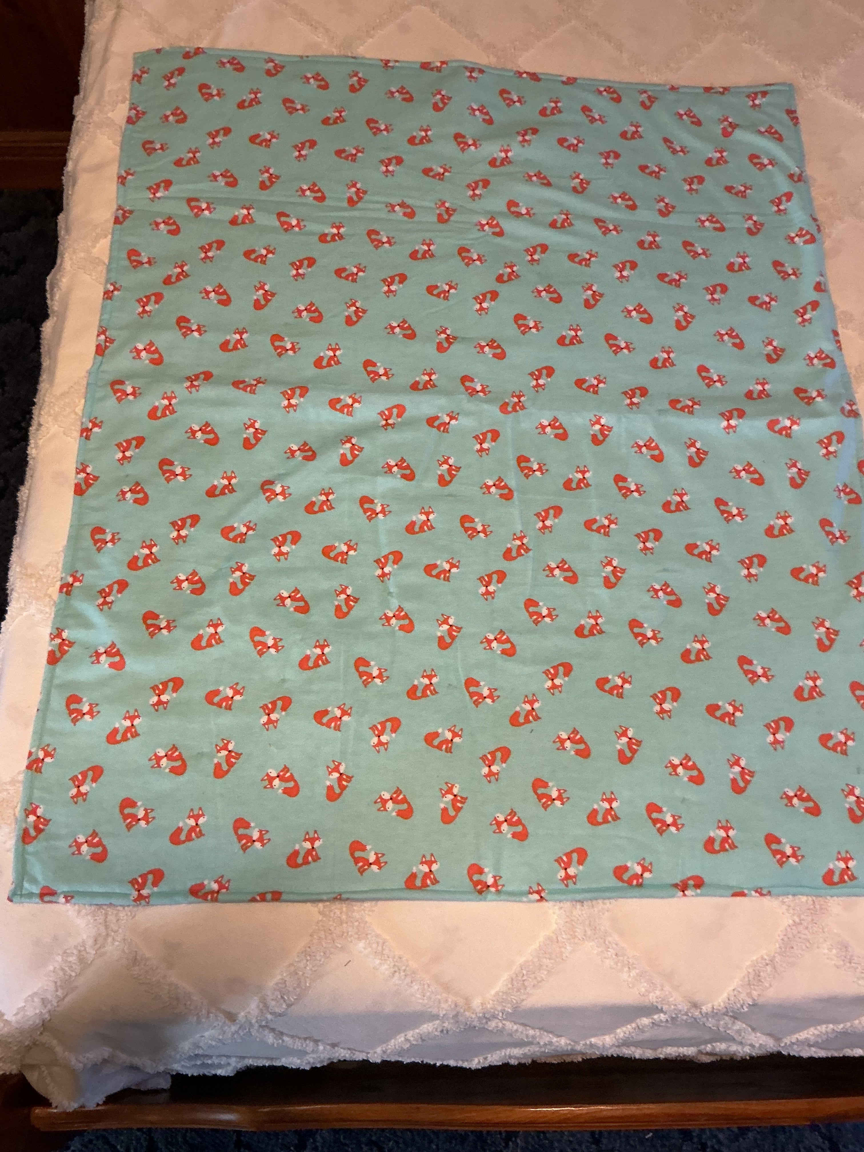 Handmade Fox Baby Receiving Blanket - Soft Flannel Newborn Swaddle 30x36