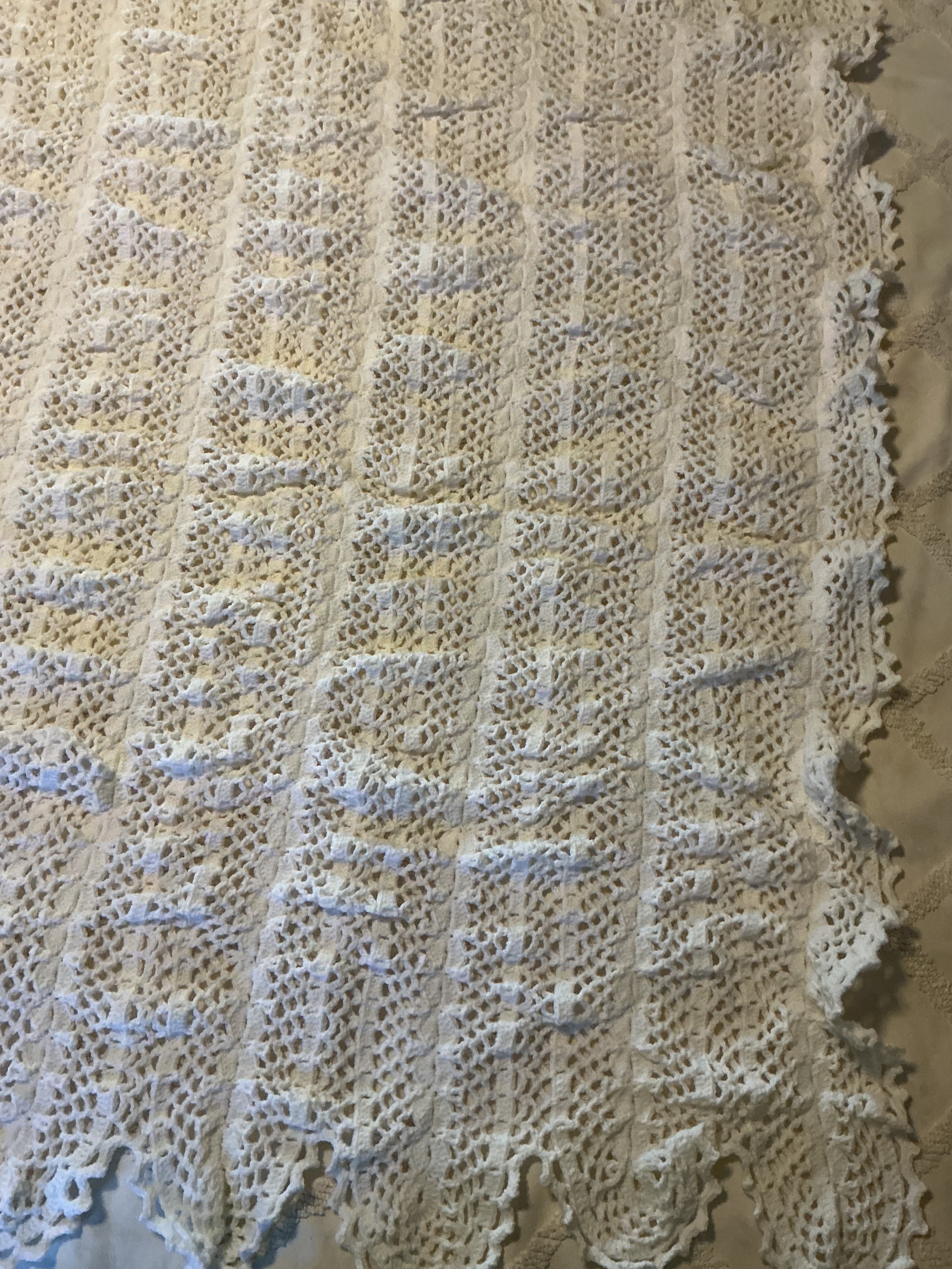 Hand-Crocheted White Lap Blanket - Lightweight Throw 44x49