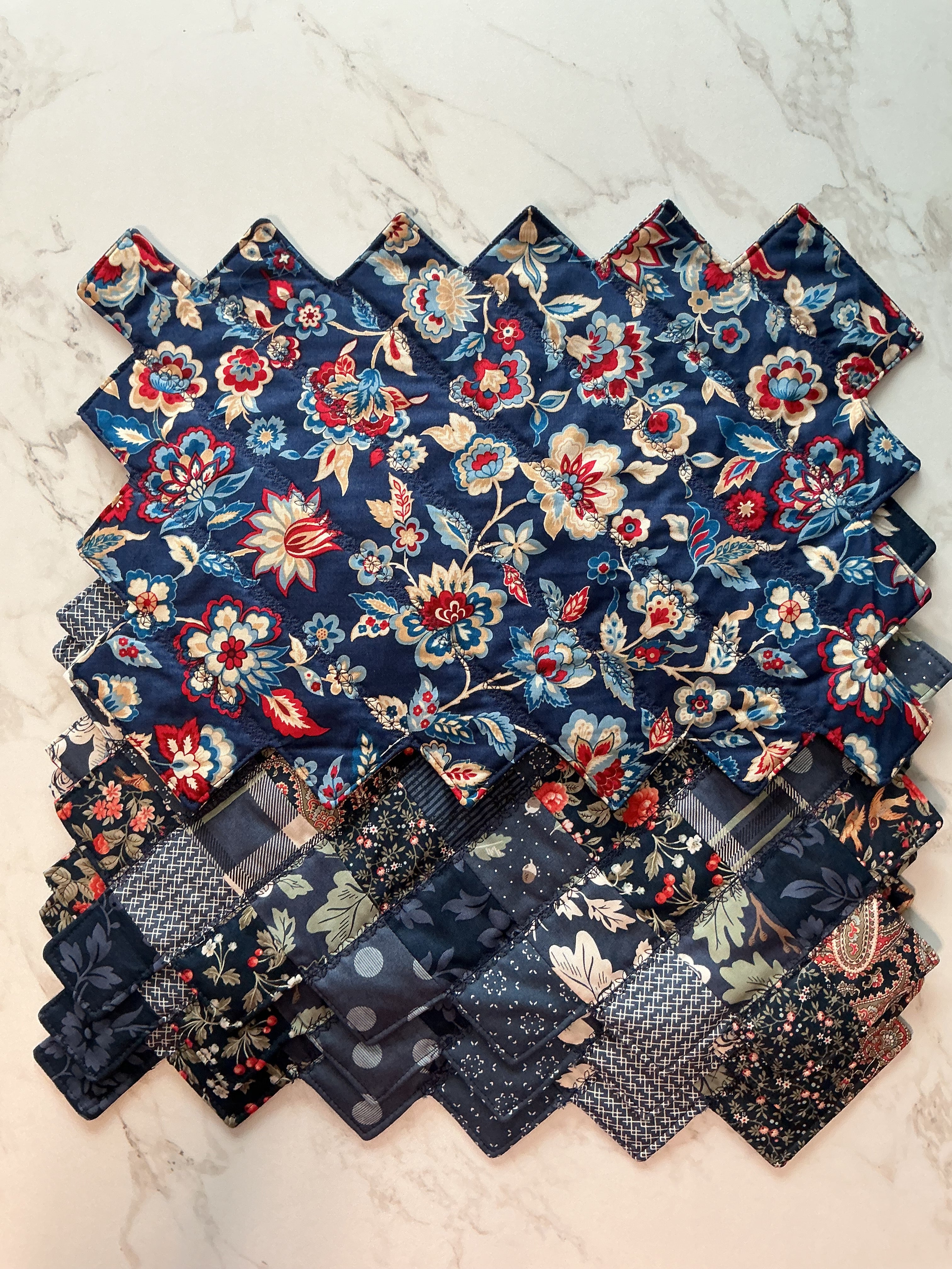 Dark Blue Foral Table Placemats