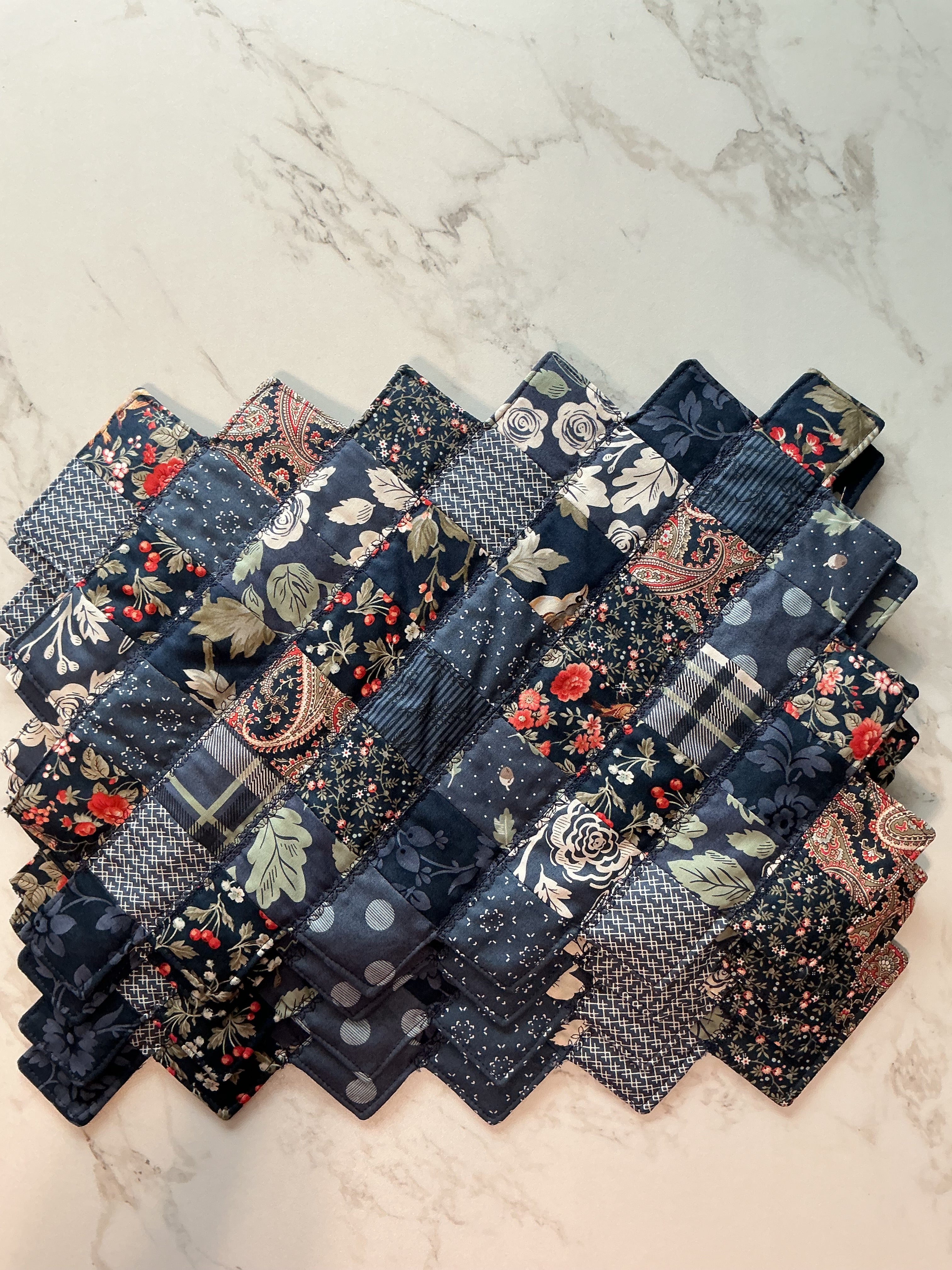 Dark Blue Foral Table Placemats